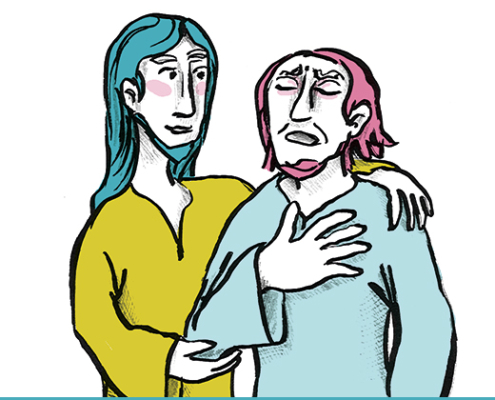 Illustration von Jesus und Bartimäus